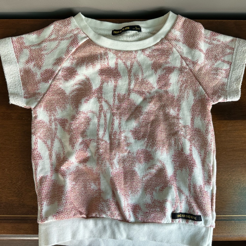 Finger In The Nose Pink and White Shortsleeve Sweatshirt
